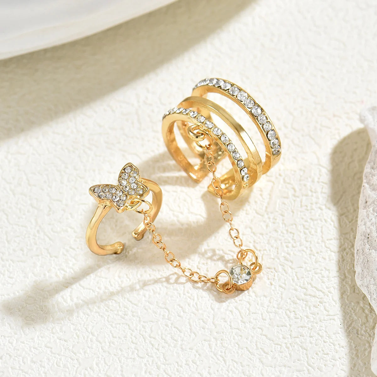 Elegant Butterfly Chain Ring for Women