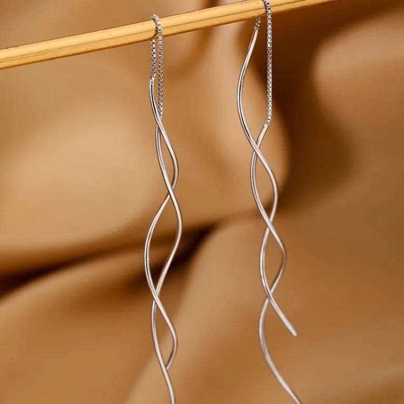 Twisted Long Threader Earrings for Women