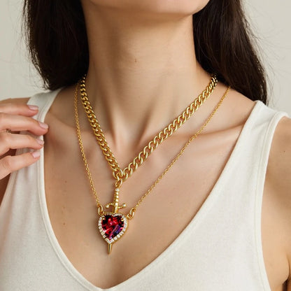 Heart and Sword Necklace Set