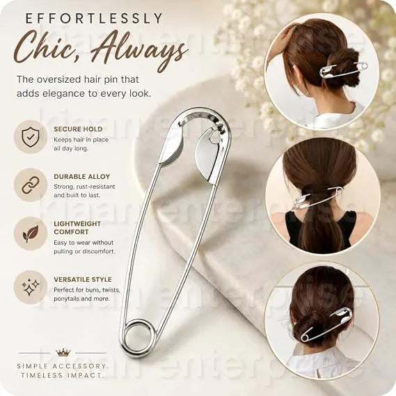 Oversized Korean Style Safety Pin Hair Clip