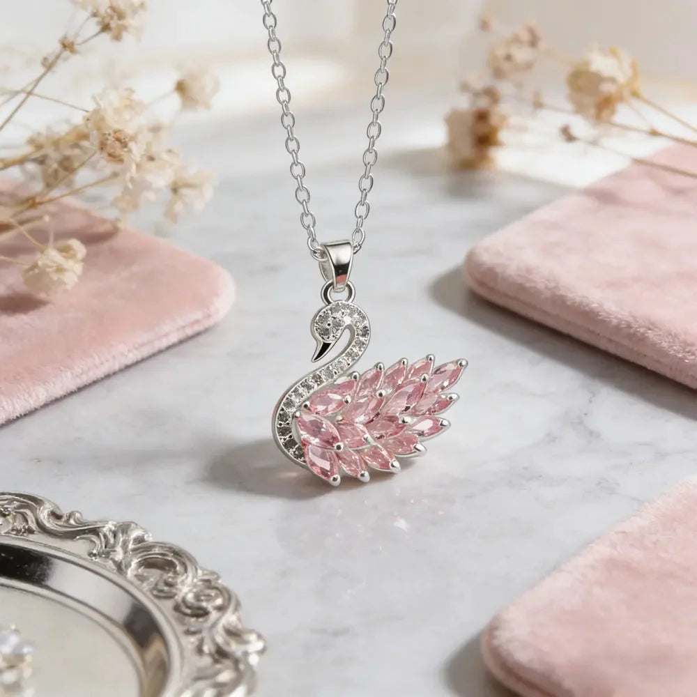 Iconic Pink Swan Pendant Necklace