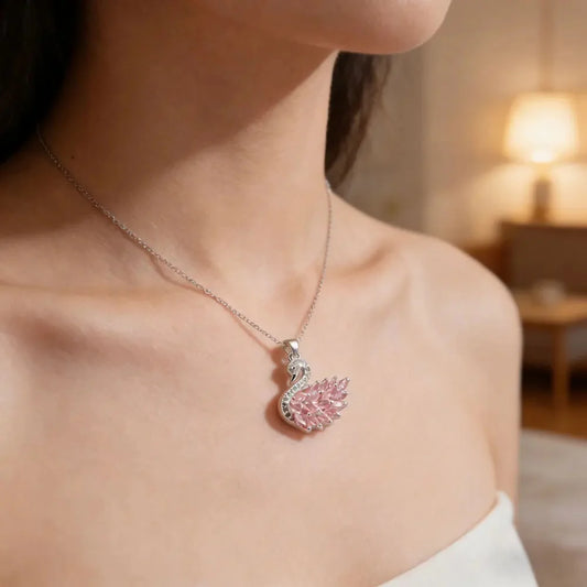 Iconic Pink Swan Pendant Necklace