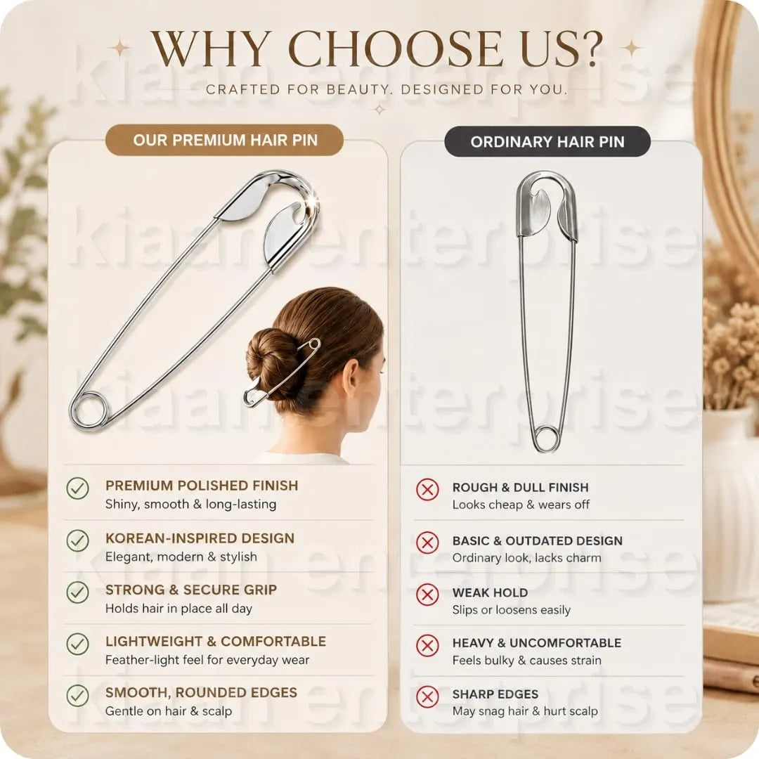 Oversized Korean Style Safety Pin Hair Clip