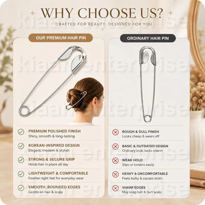 Oversized Korean Style Safety Pin Hair Clip