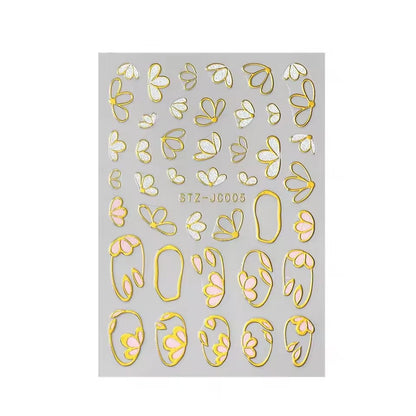 5D Embossed Flower Leaves Nail Art Stickers
