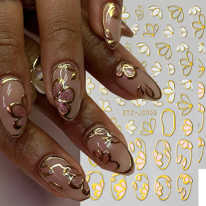 5D Embossed Flower Leaves Nail Art Stickers