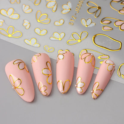 5D Embossed Flower Leaves Nail Art Stickers