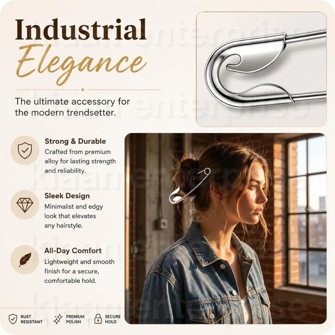 Oversized Korean Style Safety Pin Hair Clip