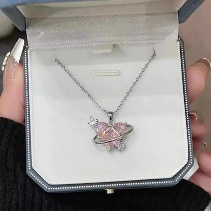 Luxury Butterfly Planet Pendant Necklace