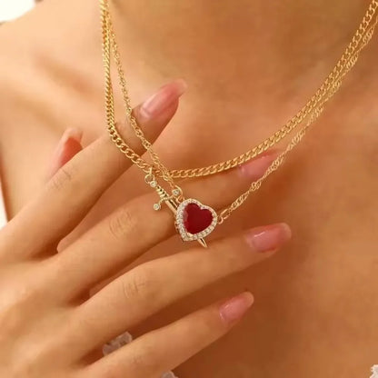 Heart and Sword Necklace Set