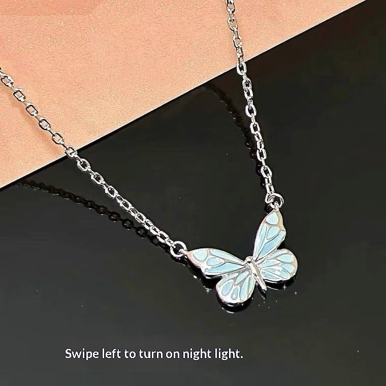 Luminous Dream Blue Butterfly Necklace And Bracelet