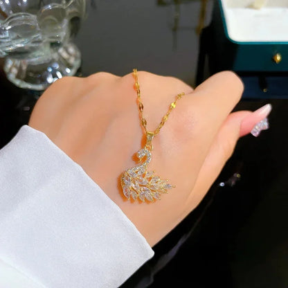 Iconic Pink Swan Pendant Necklace