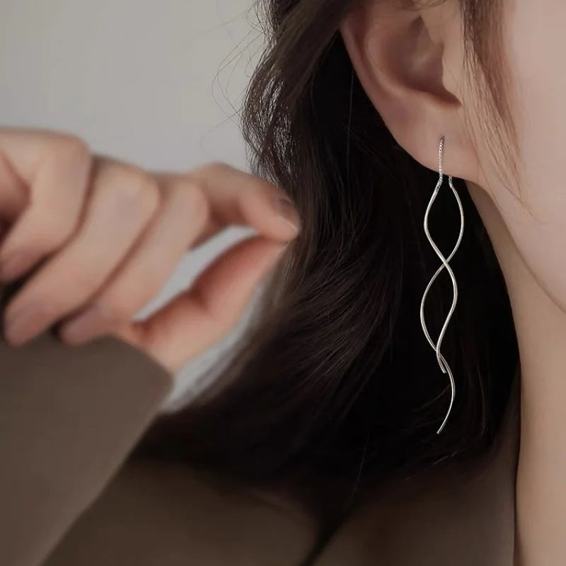 Twisted Long Threader Earrings for Women