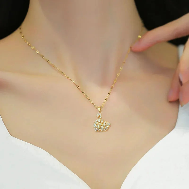Iconic Pink Swan Pendant Necklace