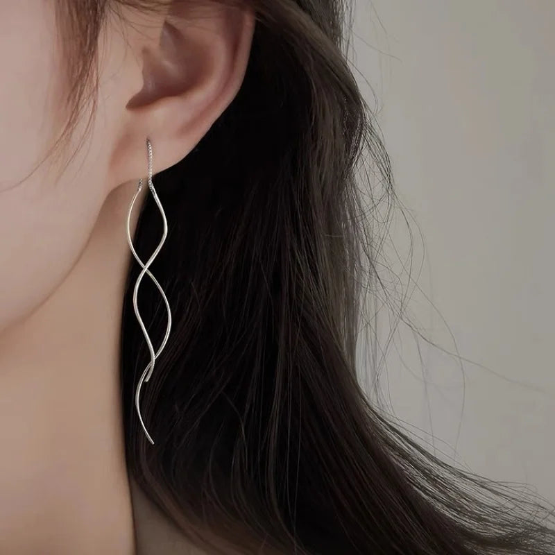 Twisted Long Threader Earrings for Women
