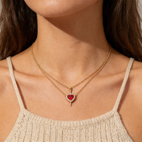Heart and Sword Necklace Set