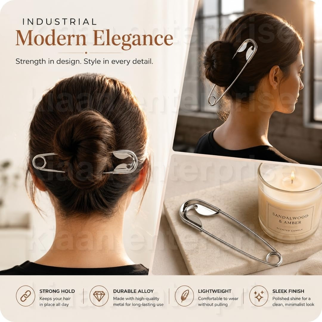 Oversized Korean Style Safety Pin Hair Clip