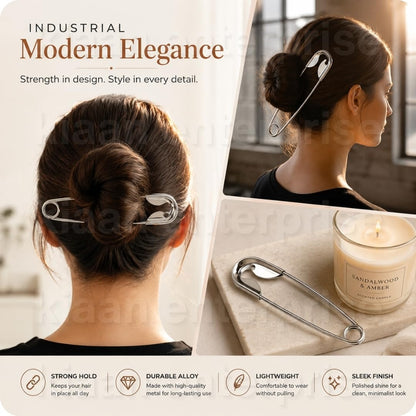 Oversized Korean Style Safety Pin Hair Clip