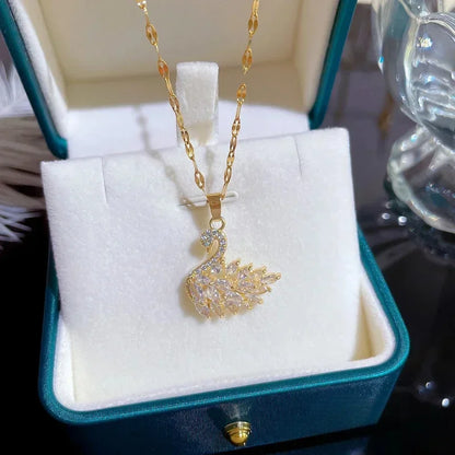 Iconic Pink Swan Pendant Necklace