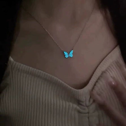 Luminous Dream Blue Butterfly Necklace And Bracelet