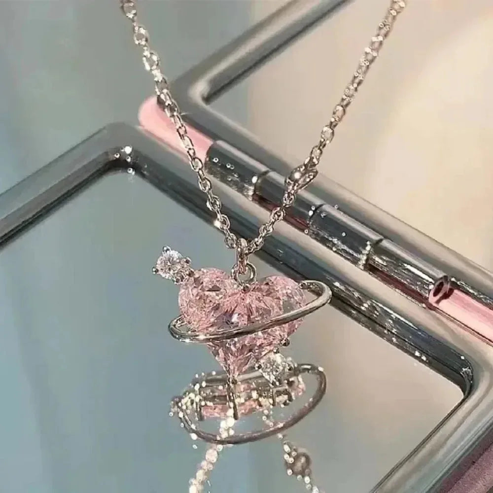 Luxury Butterfly Planet Pendant Necklace