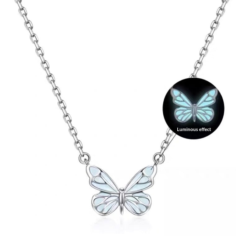 Luminous Dream Blue Butterfly Necklace And Bracelet