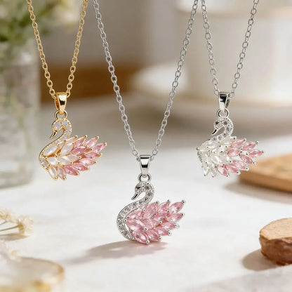 Iconic Pink Swan Pendant Necklace