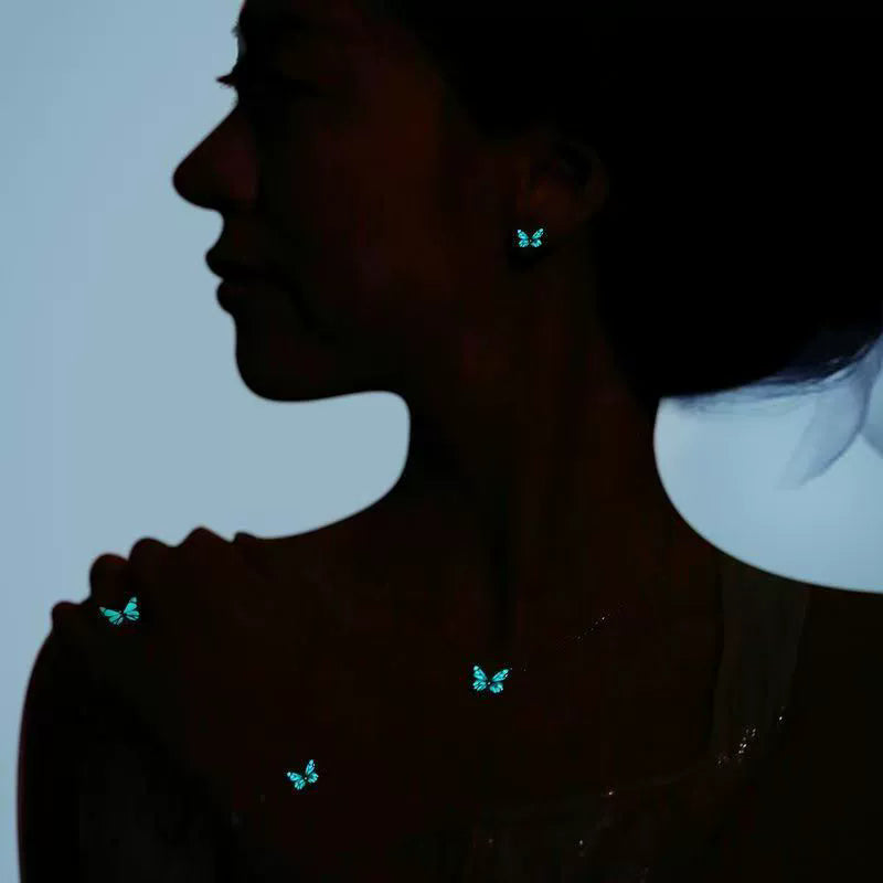 Luminous Dream Blue Butterfly Necklace And Bracelet
