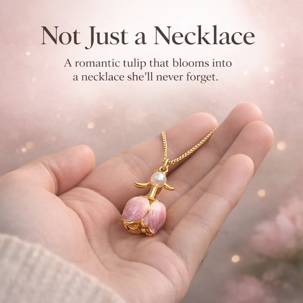Tulip Flower Bud Pearl Pendant Necklace