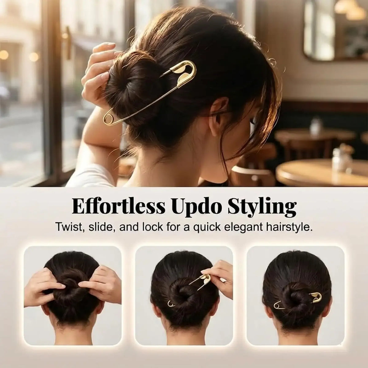 Oversized Korean Style Safety Pin Hair Clip