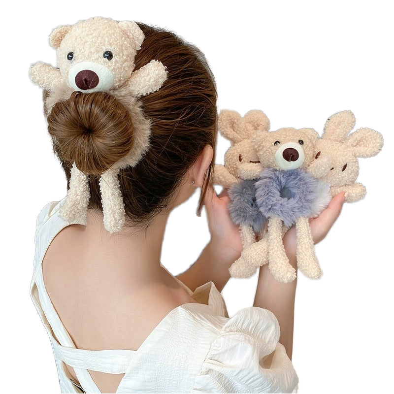 Cute Plush Teddy Bear Hair Tie Scrunchie
