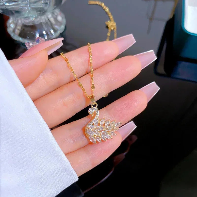 Iconic Pink Swan Pendant Necklace
