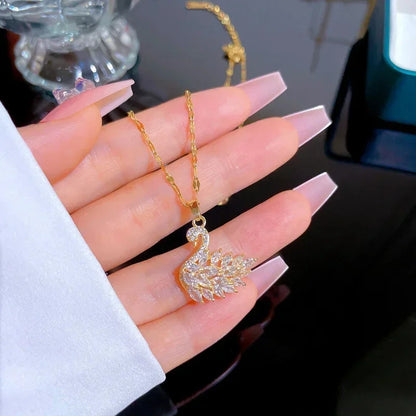 Iconic Pink Swan Pendant Necklace
