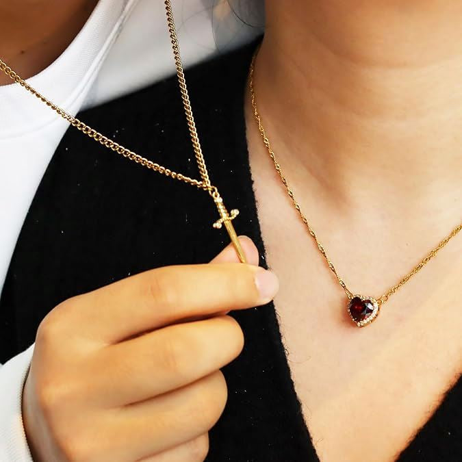 Heart and Sword Necklace Set
