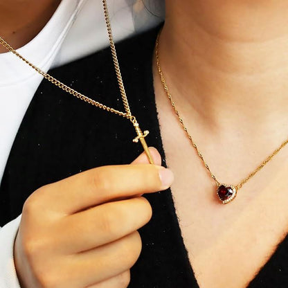 Heart and Sword Necklace Set