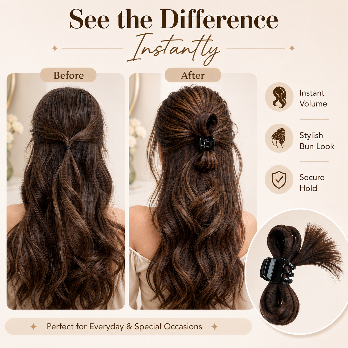 Instant Bow Hair Clip Extention