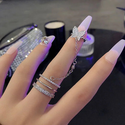 Elegant Butterfly Chain Ring for Women