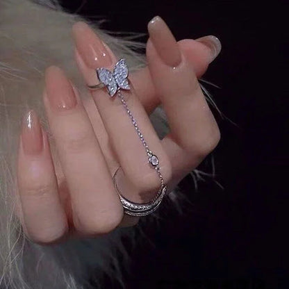 Elegant Butterfly Chain Ring for Women