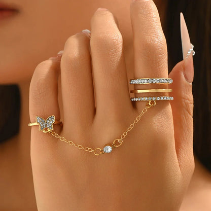 Elegant Butterfly Chain Ring for Women